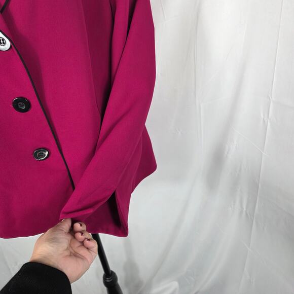 Jones Studio Blazer Women 18W Pink Fuchsia 3 Button Lined Career Jacket Preppy - Picture 5 of 12